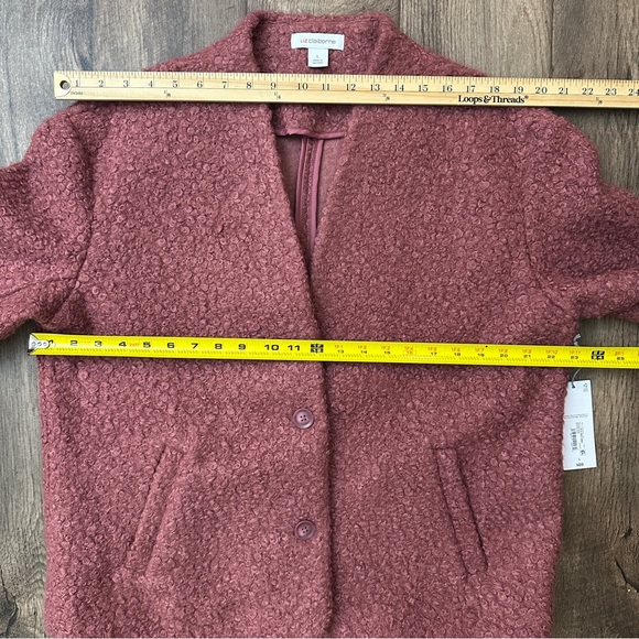 Liz Claiborne Short 2-button Faux Fur Jacket Women’s Size L  Artisan Wine - Picture 8 of 9